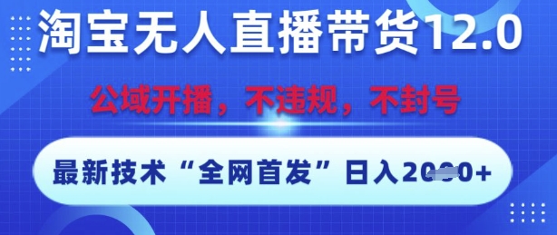 淘宝无人直播带货12.0，最新技术，不封号，不违规，操作简单，开播爆单，日入多张【揭秘】-小艾网创