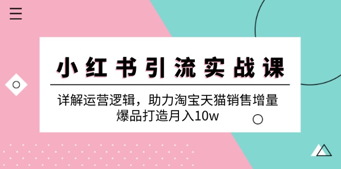 小红书引流实战课：详解运营逻辑，助力淘宝天猫销售增量，爆品打造月入10w-小艾网创