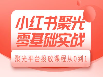 小红书聚光零基础实战，聚光平台投放课程从0到1-小艾网创