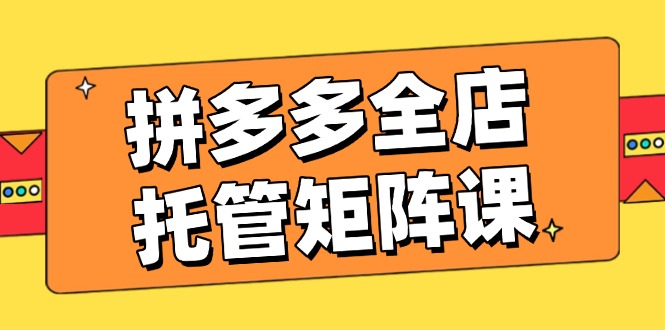 拼多多全店托管矩阵课，盈利动销玩法，高效计划设置，提升店铺效益-小艾网创