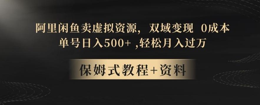阿里闲鱼卖虚拟资源，双域变现，0成本，日入500+，轻松月入过万-小艾网创