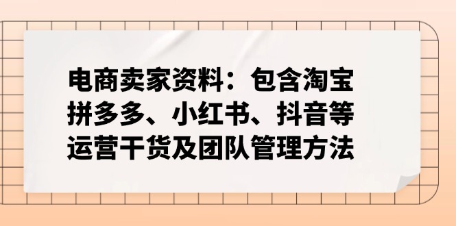 电商卖家资料：包含淘宝、拼多多、小红书、抖音等运营干货及团队管理方法-小艾网创