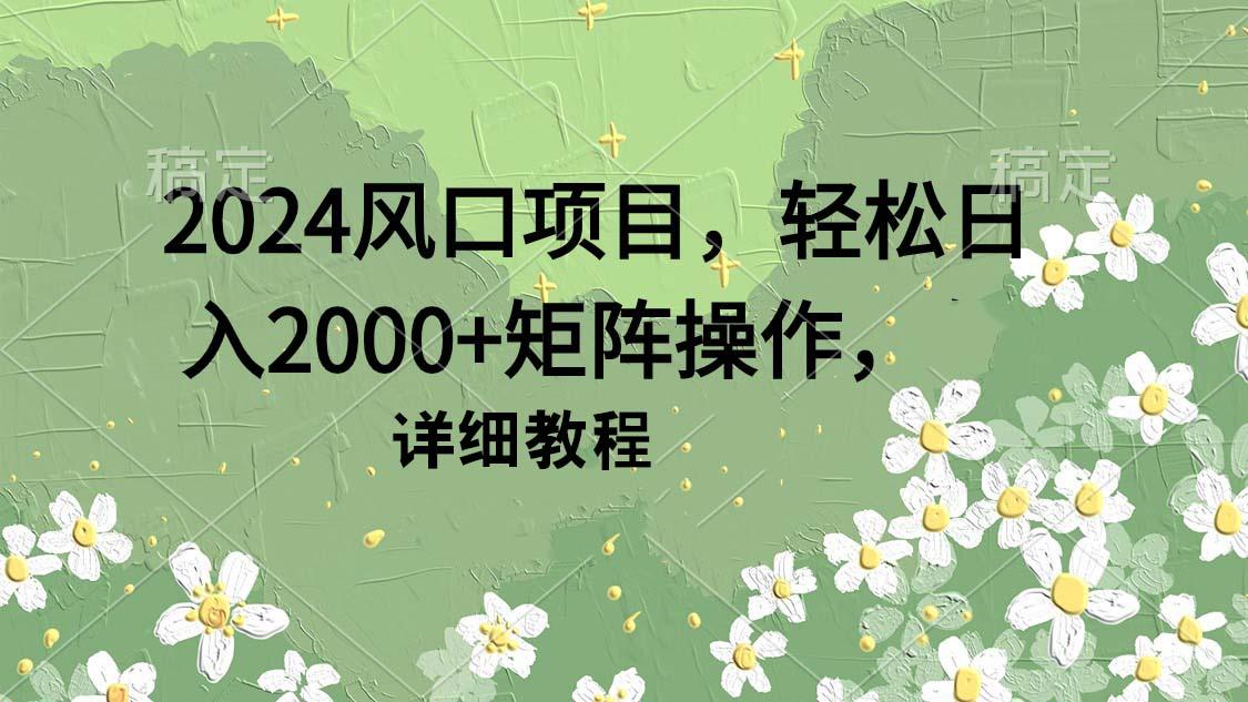 (9652期)2024风口项目，轻松日入2000+矩阵操作，详细教程-小艾网创