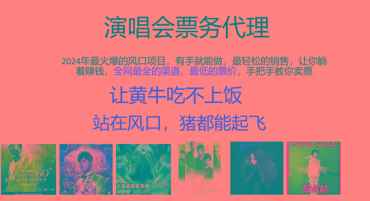 2024年最火爆风口项目，演唱会票务代理，日入2000+，一部手机就能搞定！-小艾网创
