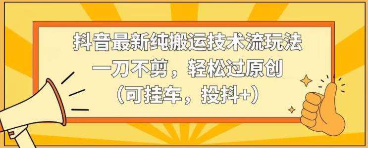 抖音最新纯搬运技术流玩法，一刀不剪，轻松过原创(可挂车，投抖+)【揭秘】-小艾网创