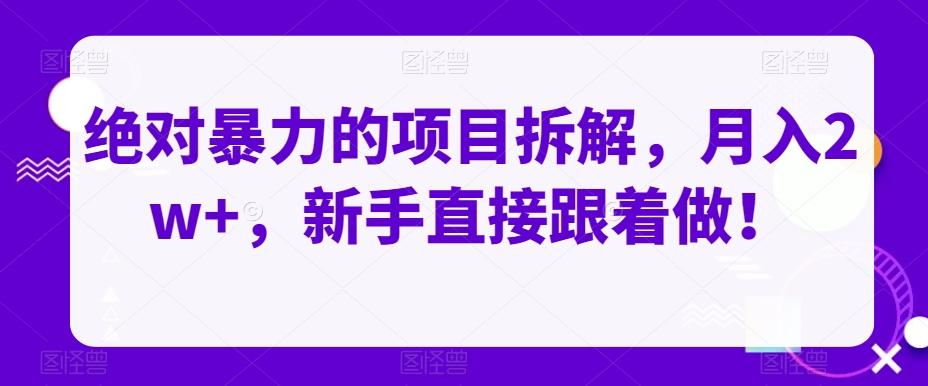 绝对暴力的项目拆解，月入2w+，新手直接跟着做！-小艾网创