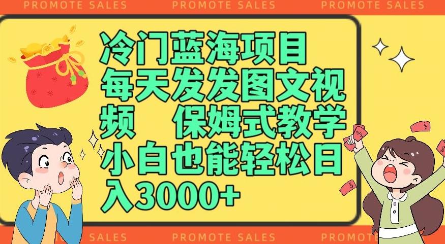 冷门蓝海项目，每天发发图文视频，保姆式教学，小白也能轻松日入3000+-小艾网创