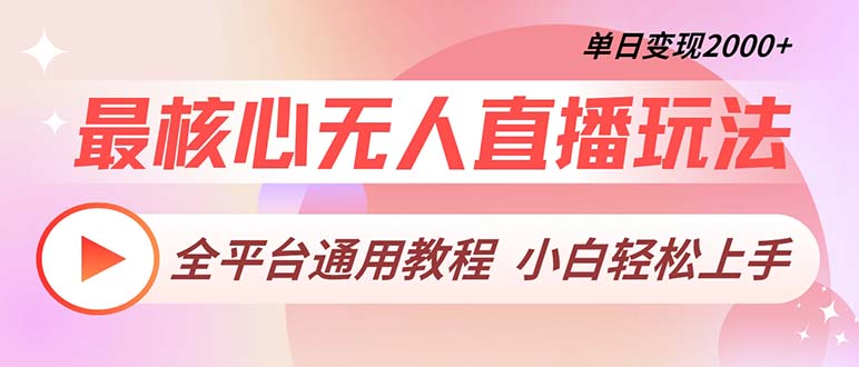 最核心无人直播玩法，全平台通用教程，单日变现2000+-小艾网创