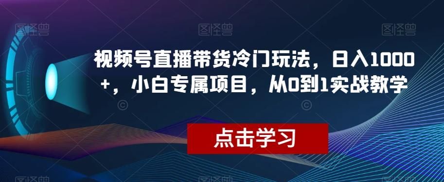 视频号直播带货冷门玩法，日入1000+，小白专属项目，从0到1实战教学【揭秘】-小艾网创