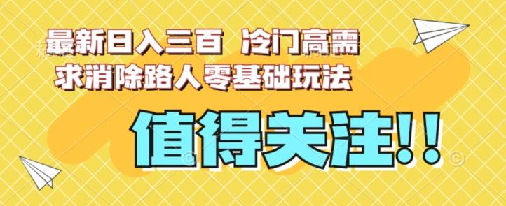 最新日入三百，冷门高需求消除路人零基础玩法【揭秘】-小艾网创
