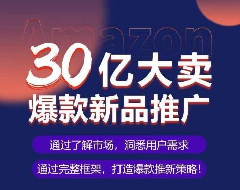 亚马逊·30亿大卖爆款新品推广，可复制、全程案例实操的爆款推新SOP-小艾网创