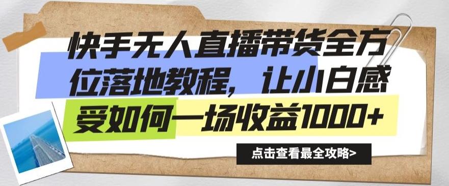 快手无人直播带货全方位落地教程，让小白感受如何一场收益1000+【揭秘】-小艾网创