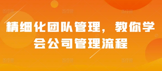 精细化团队管理，教你学会公司管理流程-小艾网创