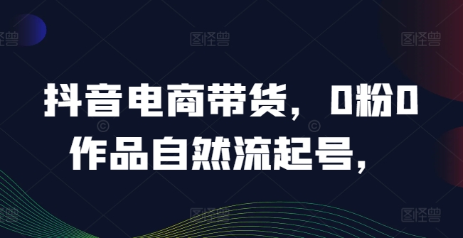 抖音电商带货，0粉0作品自然流起号，热销20多万人的抖音课程的经验分享-小艾网创