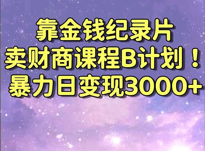 靠金钱纪录片卖财商课程B计划！暴力日变现3000+，喂饭式干货教程！-小艾网创