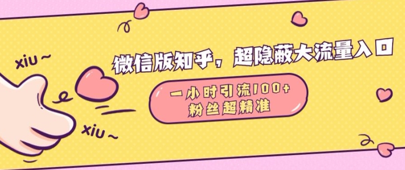 微信版知乎，超隐蔽流量入口1小时引流100人，粉丝质量超高【揭秘】-小艾网创