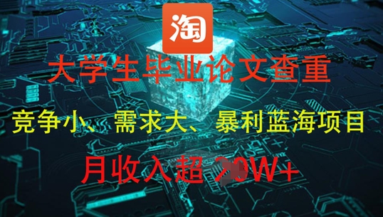 大学生毕业论文查重，暴利蓝海项目，月收入过1W+-小艾网创