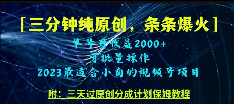 三分钟制作视频号纯原创，条条爆款，轻松月入过万【揭秘】-小艾网创