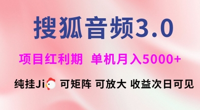 搜狐音频挂ji3.0.可矩阵可放大，独家技术，稳定月入5000+【揭秘】-小艾网创