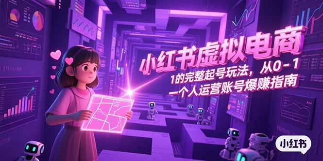小红书虚拟电商，从0-1的完整起号玩法，一个人运营账号爆赚指南-小艾网创