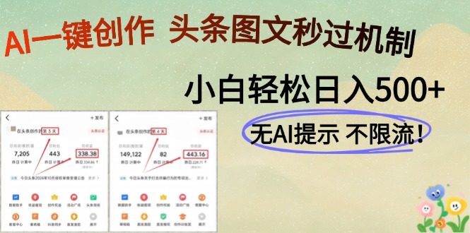 AI黑科技一键创作，头条图文轻松日入500+-小艾网创