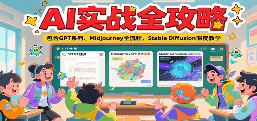 AI实战全攻略，包含GPT系列、Midjourney全流程、Stable Diffusion深度教学-小艾网创