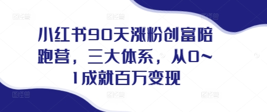 小红书90天涨粉创富陪跑营，​三大体系，从0~1成就百万变现，做小红书的最后一站-小艾网创