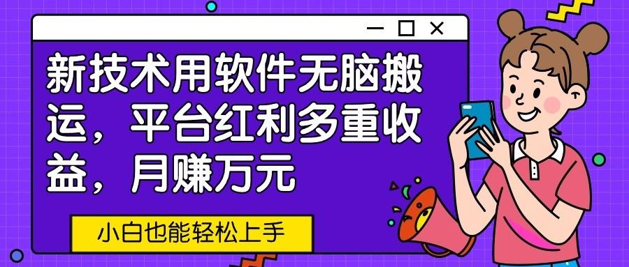 新技术用软件无脑搬运，平台红利多重收益，月赚万元，小白也能轻松上手-小艾网创