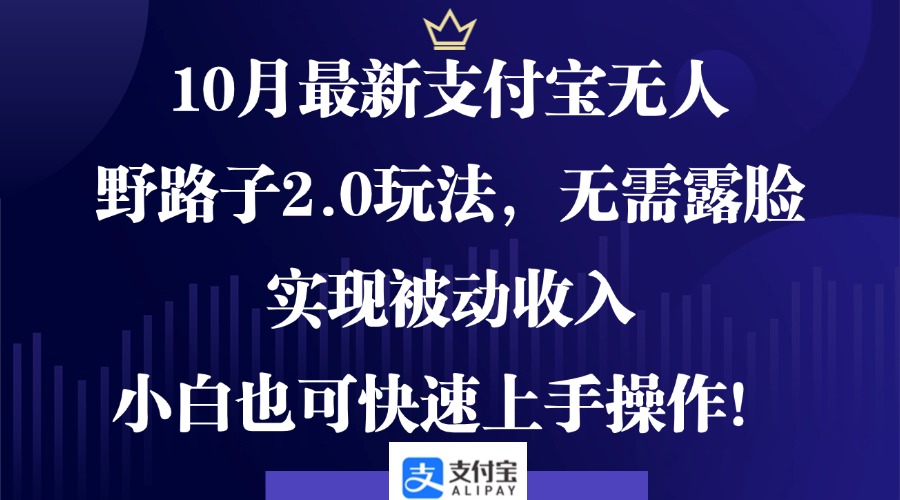 10月最新支付宝无人野路子2.0玩法，无需露脸，实现被动收入，小白也可…-小艾网创