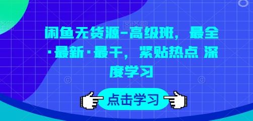 闲鱼无货源-高级班，最全·最新·最干，紧贴热点 深度学习-小艾网创