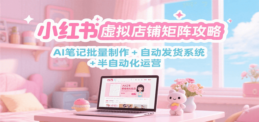 小红书虚拟店铺矩阵攻略：AI笔记批量制作 + 自动发货系统 + 半自动化运营-小艾网创