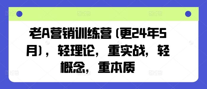 老A营销训练营(更24年6月)，轻理论，重实战，轻概念，重本质-小艾网创