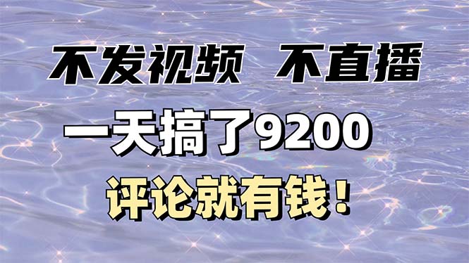 不发作品不直播，评论就有钱，一条最高10块，一天搞了9200-小艾网创