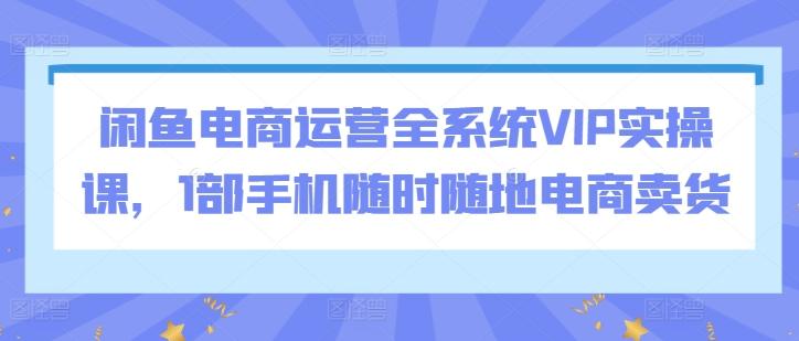 闲鱼电商运营全系统VIP实操课，1部手机随时随地电商卖货-小艾网创