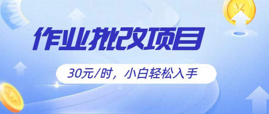 作业批改项目30元/时，简单小白轻松入手，非常适合兼职-小艾网创