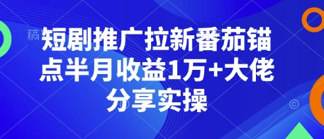 短剧推广拉新番茄锚点半月收益1万+大佬分享实操-小艾网创