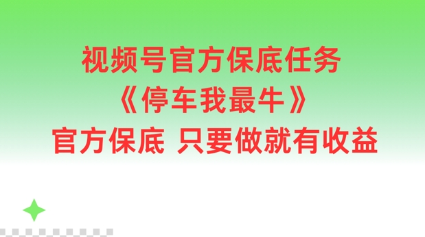 视频号官方保底任务，停车我最牛，官方保底只要做就有收益【揭秘】-小艾网创