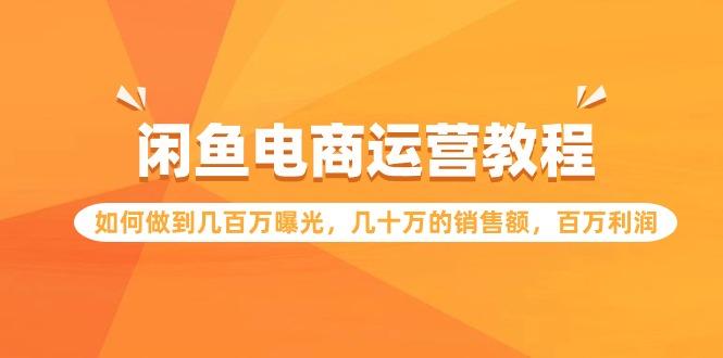 (9560期)闲鱼电商运营教程：如何做到几百万曝光，几十万的销售额，百万利润-小艾网创