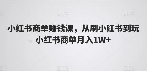 小红书商单赚钱课，从刷小红书到玩小红书商单月入1W+-小艾网创