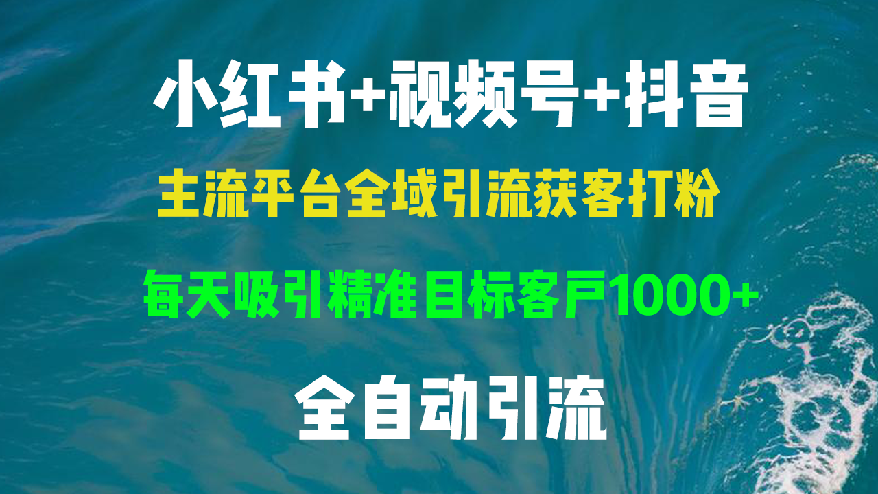小红书，视频号，抖音主流平台全域引流获客打粉，每天吸引精准目标客户…-小艾网创