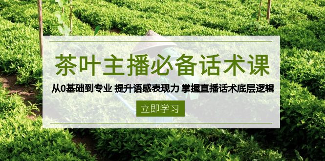 茶叶 主播必备话术课 从0基础到专业 提升语感表现力 掌握直播话术底层逻辑-小艾网创