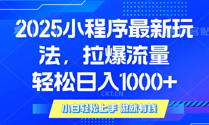 2025年小程序最新玩法，流量直接拉爆，单日稳定变现1000+-小艾网创