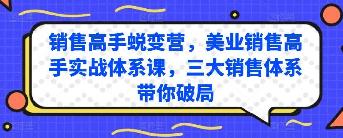 销售高手蜕变营，美业销售高手实战体系课，三大销售体系带你破局-小艾网创