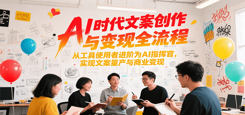 AI时代文案创作与变现全流程，从工具使用者进阶为AI指挥官，实现文案量产与商业变现-小艾网创