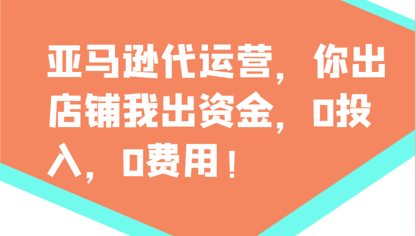 亚马逊代运营，你出店铺我出资金，0投入，0费用，无责任每天300分红，赢亏我承担-小艾网创