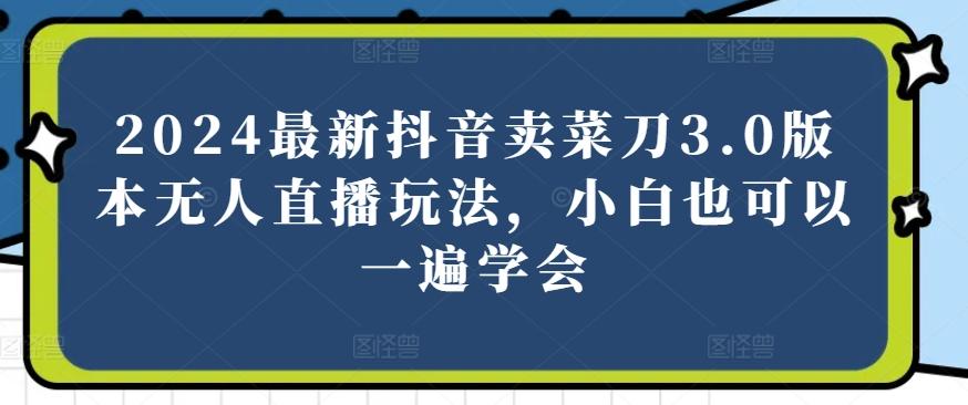 2024最新抖音卖菜刀3.0版本无人直播玩法，小白也可以一遍学会【揭秘】-小艾网创
