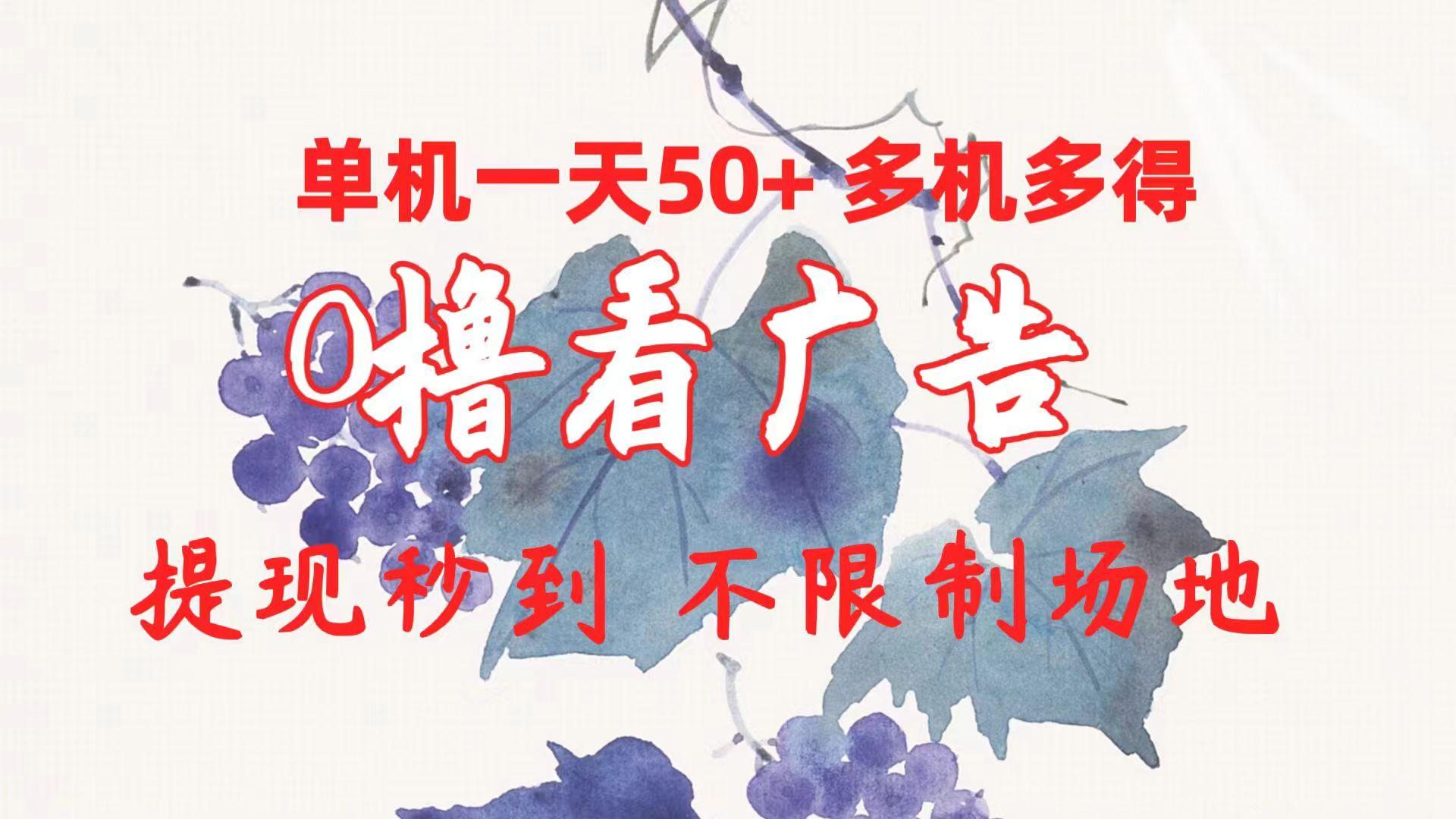 0撸看广告 单机一天50+多机多得 提现秒到 不限制场地操作-小艾网创