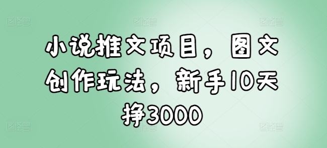 小说推文项目，图文创作玩法，新手10天挣3000-小艾网创