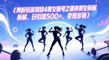男粉引流项目4美女账号之健身美女拆解，日引流500+，变现多张-小艾网创