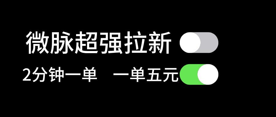 微脉超强拉新， 两分钟1单， 一单利润5块，适合小白-小艾网创
